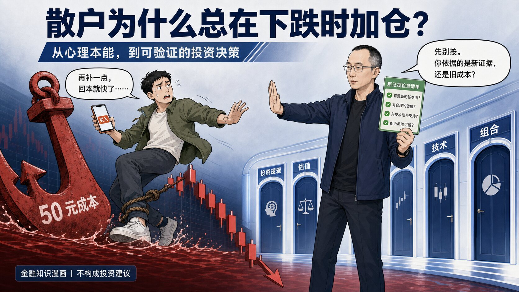 《散户为什么总在下跌时加仓？》漫画封面