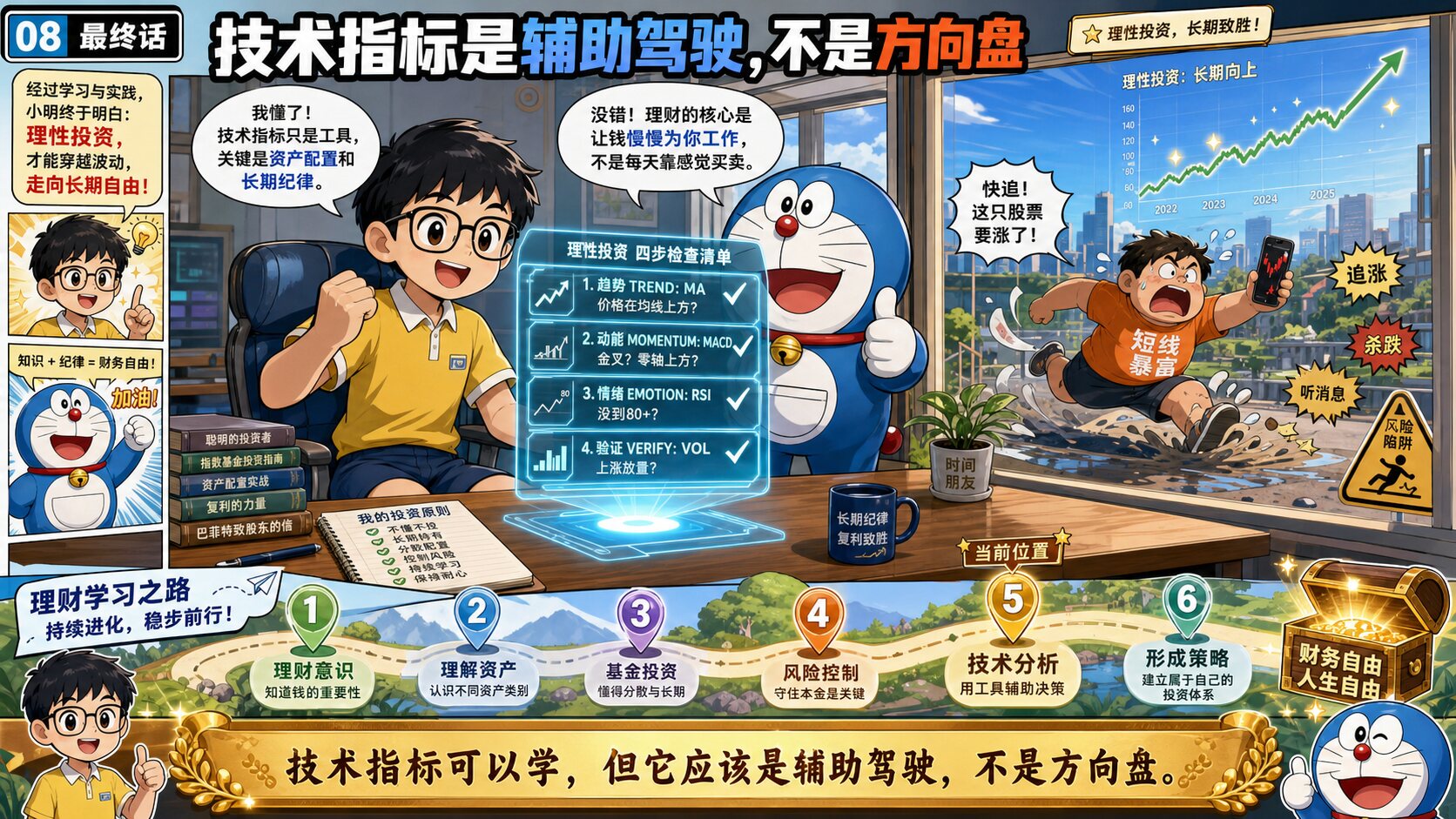 第8页：大雄整理投资清单并理解技术指标定位